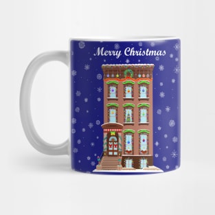 Merry Christmas Brownstone House Mug